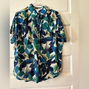 Floral Blue and Green Women’s Top